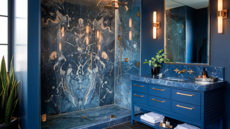 30+ Moody Blue Bathroom Ideas to Create a Dramatic and Stylish Bathroom 2026