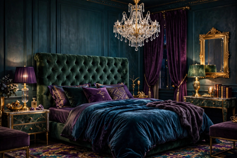 Glam Bedroom Decor Ideas with elegant furniture rich textures and stylish lighting 2026