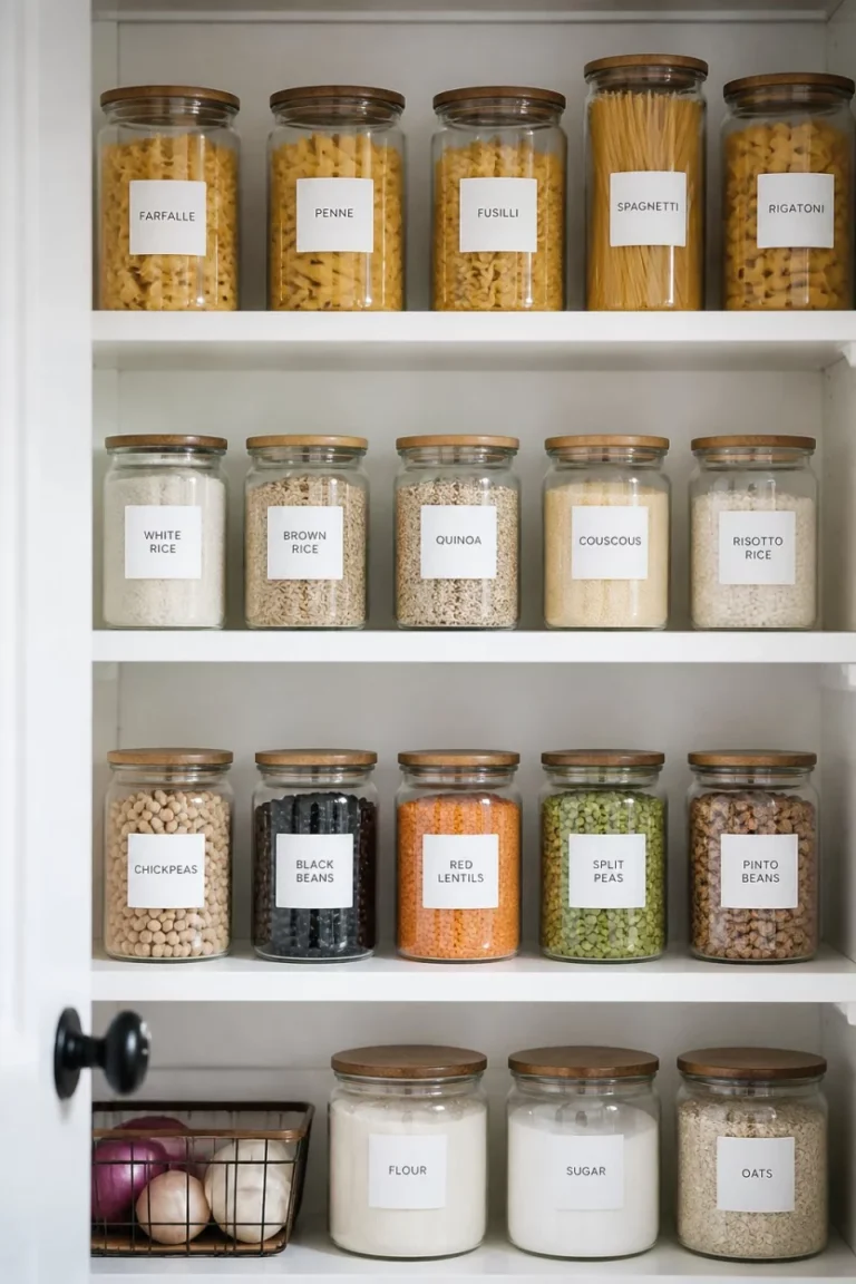 17 Kitchen Pantry Organization Ideas using smart storage and labels, containers space-saving solutions
